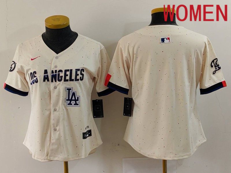 Women Los Angeles Dodgers Blank Cream Fashion Nike Game MLB Jersey style 6292